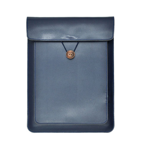 Double Pochette Housse Cuir L09 pour Apple MacBook Pro 13 pouces Bleu