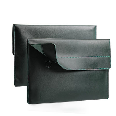 Double Pochette Housse Cuir L11 pour Apple MacBook Air 13.3 pouces (2018) Vert