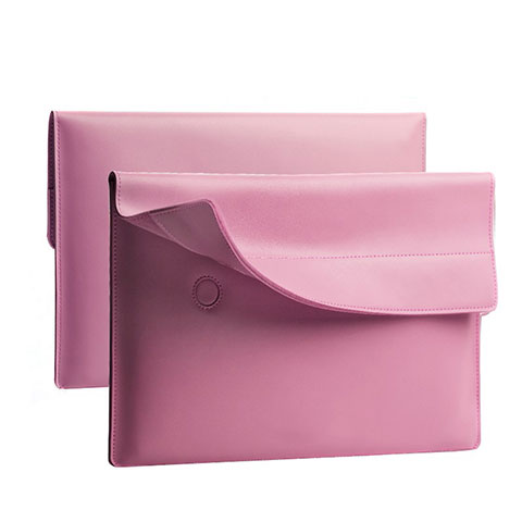 Double Pochette Housse Cuir L11 pour Apple MacBook Pro 15 pouces Rose