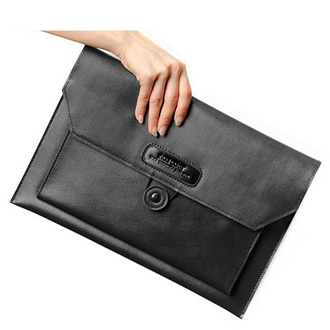 Double Pochette Housse Cuir L12 pour Apple MacBook Air 13.3 pouces (2018) Noir