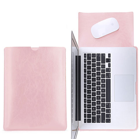 Double Pochette Housse Cuir L17 pour Apple MacBook 12 pouces Rose