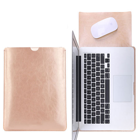 Double Pochette Housse Cuir L17 pour Apple MacBook Air 13.3 pouces (2018) Or