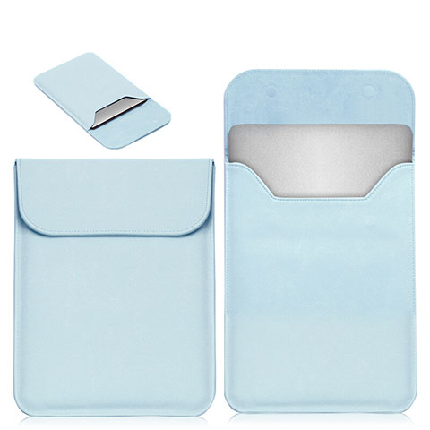 Double Pochette Housse Cuir L19 pour Apple MacBook 12 pouces Bleu Ciel