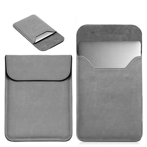 Double Pochette Housse Cuir L19 pour Apple MacBook Air 13 pouces (2020) Gris