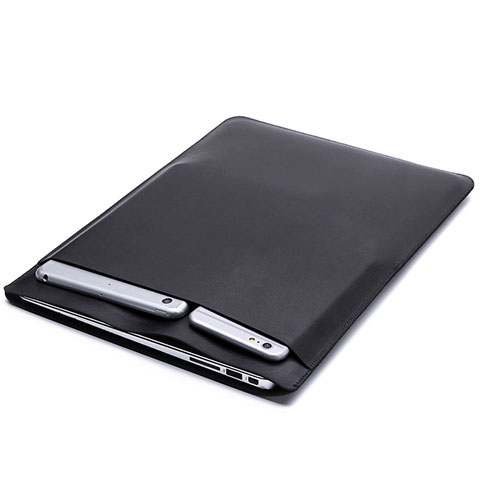 Double Pochette Housse Cuir L20 pour Apple MacBook Air 13.3 pouces (2018) Noir