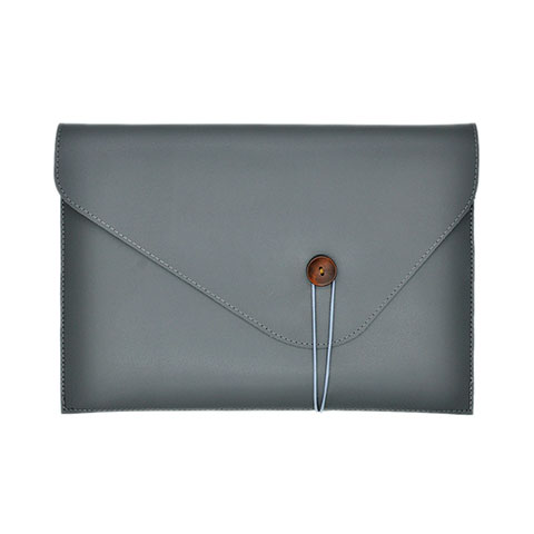 Double Pochette Housse Cuir L22 pour Apple MacBook Pro 15 pouces Gris