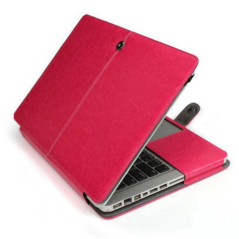 Double Pochette Housse Cuir L24 pour Apple MacBook 12 pouces Rose Rouge