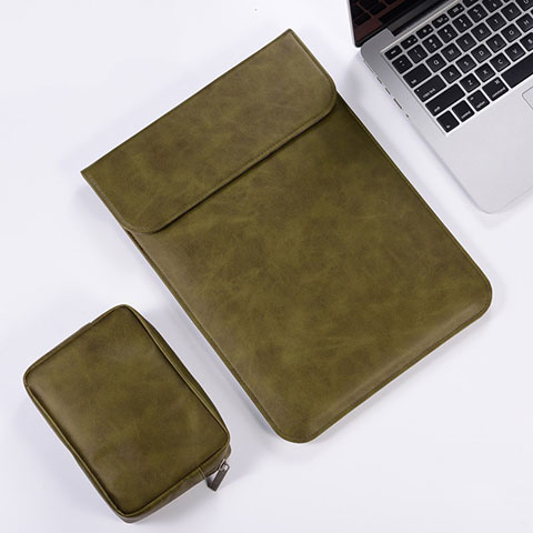 Double Pochette Housse Cuir pour Apple MacBook Air 13.3 pouces (2018) Vert