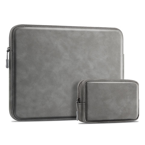 Double Pochette Housse Cuir pour Samsung Galaxy Book Flex 13.3 NP930QCG Gris