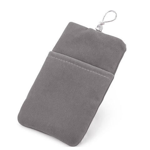 Double Pochette Housse Velour Universel Gris