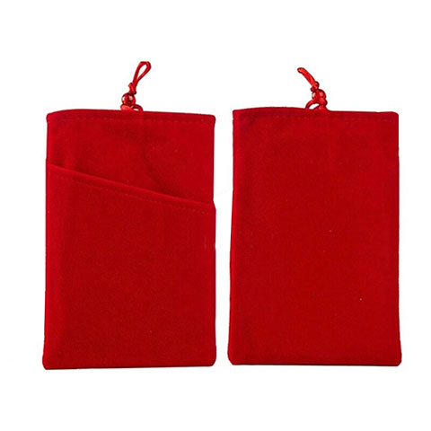 Double Pochette Housse Velour Universel Rouge