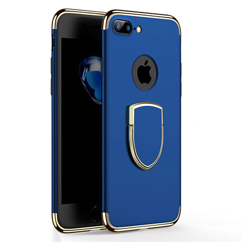 Etui Bumper Luxe Metal et Plastique avec Support Bague Anneau A03 pour Apple iPhone 7 Plus Bleu