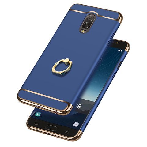 Etui Bumper Luxe Metal et Plastique avec Support Bague Anneau pour Samsung Galaxy J7 Plus Bleu