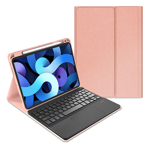 Etui Clapet Portefeuille Livre Cuir avec Clavier pour Apple iPad Air 10.9 (2020) Or Rose