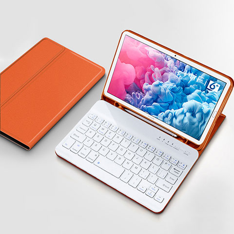 Etui Clapet Portefeuille Livre Cuir avec Clavier pour Huawei MatePad 10.8 Orange