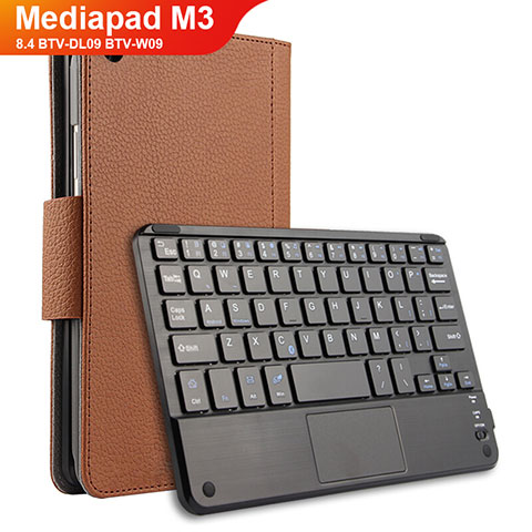 Etui Clapet Portefeuille Livre Cuir avec Clavier pour Huawei Mediapad M3 8.4 BTV-DL09 BTV-W09 Marron