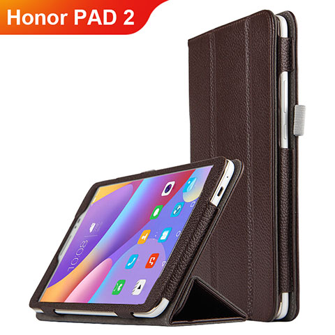 Etui Clapet Portefeuille Livre Cuir L01 pour Huawei Honor Pad 2 Marron