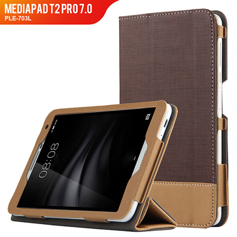 Etui Clapet Portefeuille Livre Cuir L01 pour Huawei MediaPad T2 Pro 7.0 PLE-703L Marron