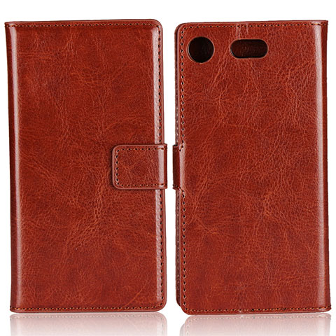 Etui Clapet Portefeuille Livre Cuir L01 pour Sony Xperia XZ1 Compact Marron