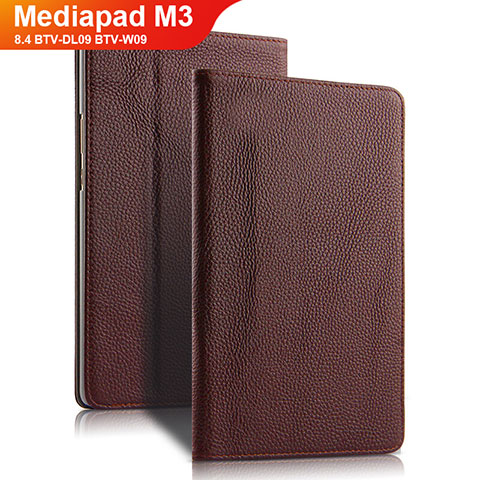 Etui Clapet Portefeuille Livre Cuir L02 pour Huawei Mediapad M3 8.4 BTV-DL09 BTV-W09 Marron