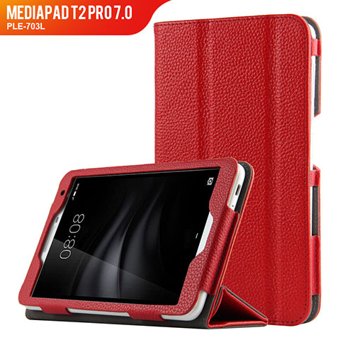 Etui Clapet Portefeuille Livre Cuir L02 pour Huawei MediaPad T2 Pro 7.0 PLE-703L Rouge