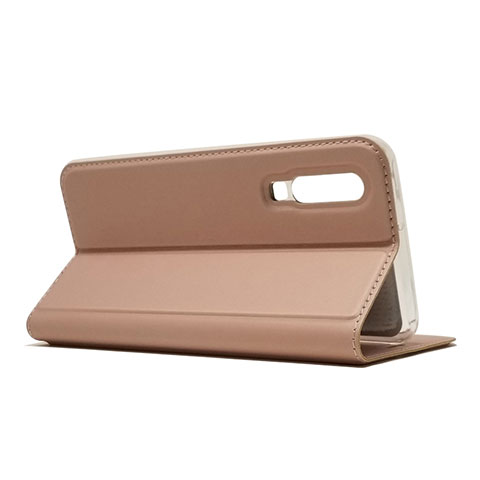 Etui Clapet Portefeuille Livre Cuir L02 pour Huawei P30 Or Rose