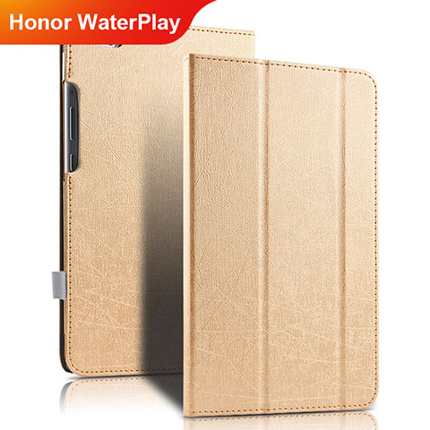 Etui Clapet Portefeuille Livre Cuir pour Huawei Honor WaterPlay 10.1 HDN-W09 Or