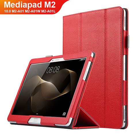 Etui Clapet Portefeuille Livre Cuir pour Huawei MediaPad M2 10.0 M2-A01 M2-A01W M2-A01L Rouge