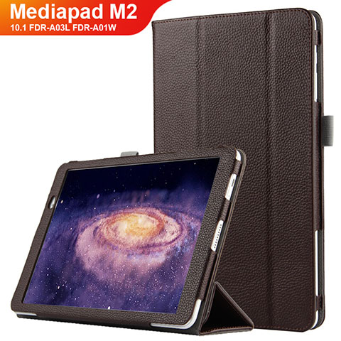 Etui Clapet Portefeuille Livre Cuir pour Huawei MediaPad M2 10.1 FDR-A03L FDR-A01W Marron