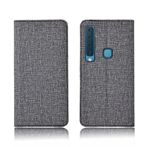 Etui Clapet Portefeuille Livre Tissu pour Samsung Galaxy A9 (2018) A920 Gris