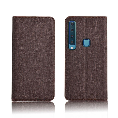 Etui Clapet Portefeuille Livre Tissu pour Samsung Galaxy A9s Marron