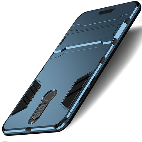 Etui Contour Silicone et Plastique Mat avec Support pour Huawei Nova 2i Bleu