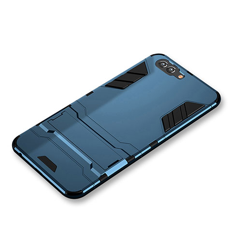 Etui Contour Silicone et Plastique Mat avec Support pour Huawei Nova 2S Bleu