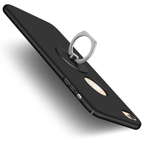 Etui Plastique Rigide avec Trou et Support Bague Anneau Mat et Support Bague Anneau pour Apple iPhone 6 Noir