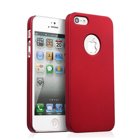 Etui Plastique Rigide avec Trou Mat pour Apple iPhone 5S Rouge