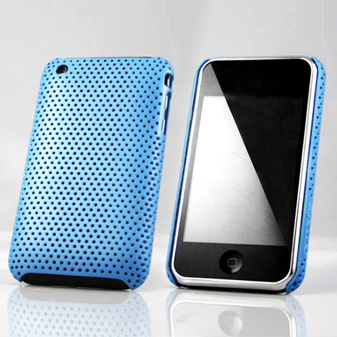 Etui Plastique Rigide Mailles Filet pour Apple iPhone 3G 3GS Bleu Ciel