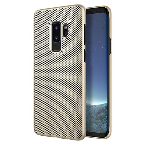 Etui Plastique Rigide Mailles Filet pour Samsung Galaxy S9 Plus Or