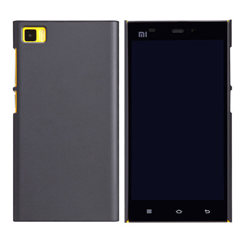 Etui Plastique Rigide Mailles Filet pour Xiaomi Mi 3 Noir