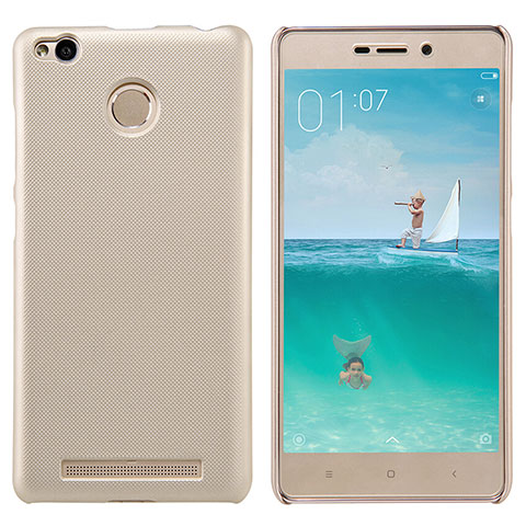 Etui Plastique Rigide Mailles Filet pour Xiaomi Redmi 3 Pro Or