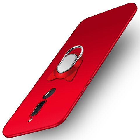 Etui Plastique Rigide Mat avec Support Bague Anneau A02 pour Huawei Nova 2i Rouge