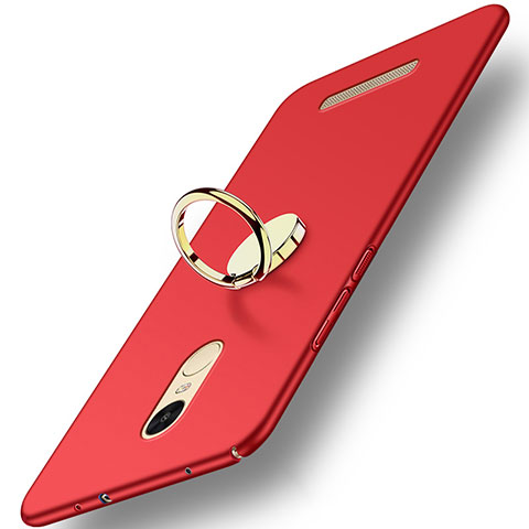 Etui Plastique Rigide Mat avec Support Bague Anneau A02 pour Xiaomi Redmi Note 3 Pro Rouge