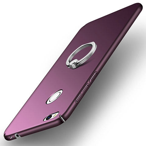 Etui Plastique Rigide Mat avec Support Bague Anneau A03 pour Huawei P8 Lite (2017) Violet