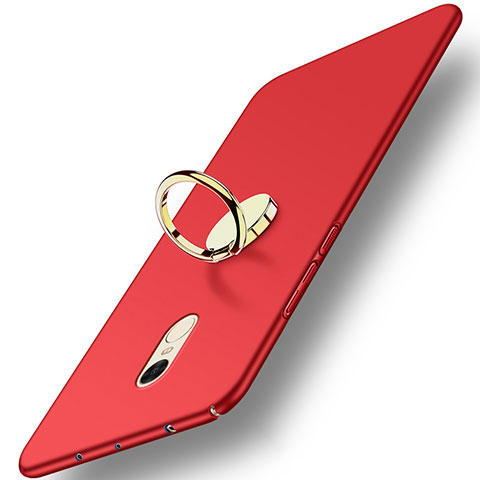 Etui Plastique Rigide Mat avec Support Bague Anneau A03 pour Xiaomi Redmi Note 4 Rouge