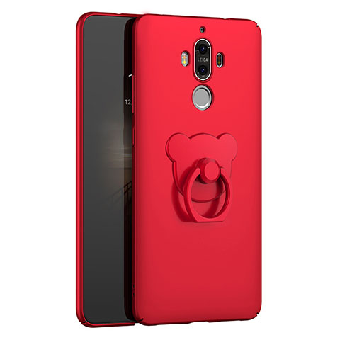 Etui Plastique Rigide Mat avec Support Bague Anneau A04 pour Huawei Mate 9 Rouge