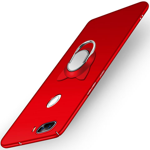 Etui Plastique Rigide Mat avec Support Bague Anneau A04 pour Huawei Nova 2 Plus Rouge