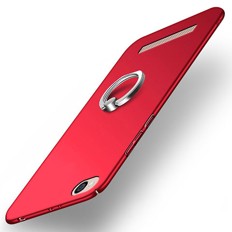 Etui Plastique Rigide Mat avec Support Bague Anneau pour Xiaomi Redmi 4A Rouge