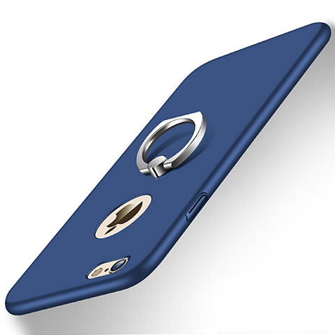 Etui Plastique Rigide Mat et Support Bague Anneau pour Apple iPhone 6 Bleu