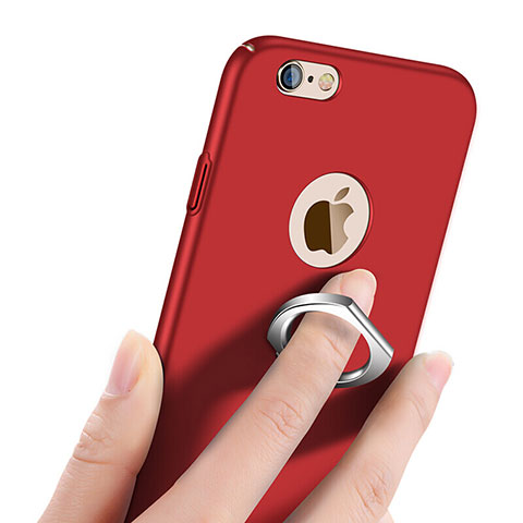 Etui Plastique Rigide Mat et Support Bague Anneau pour Apple iPhone 6S Plus Rouge
