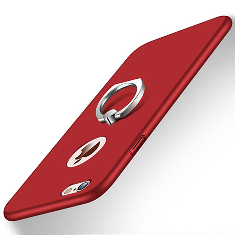 Etui Plastique Rigide Mat et Support Bague Anneau pour Apple iPhone 6S Rouge