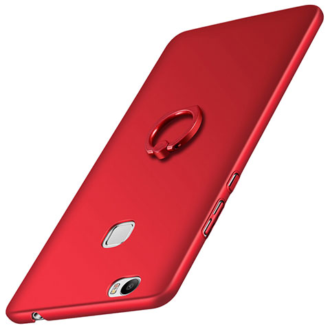 Etui Plastique Rigide Mat et Support Bague Anneau pour Huawei Honor V8 Max Rouge